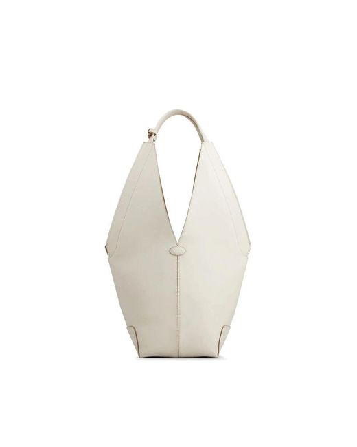 Tod's Metallic Weiße offene handtasche mit abnehmbarer tasche