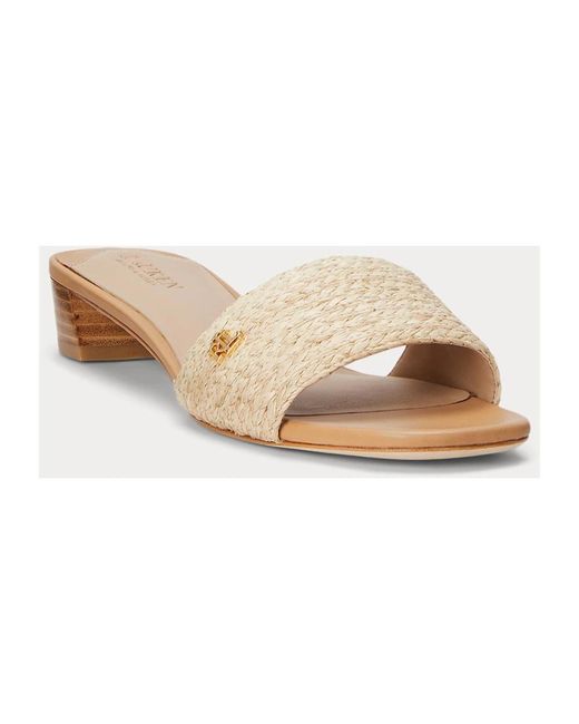 Ralph Lauren Natural Heeled Mules