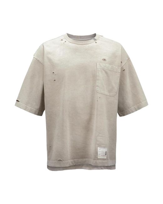 Camiseta beige oversize desgastada Maison Mihara Yasuhiro de color Gray