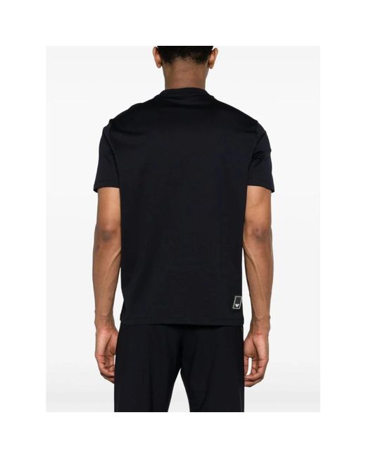 Emporio Armani Marineblaues logo crew neck t-shirt in Black für Herren