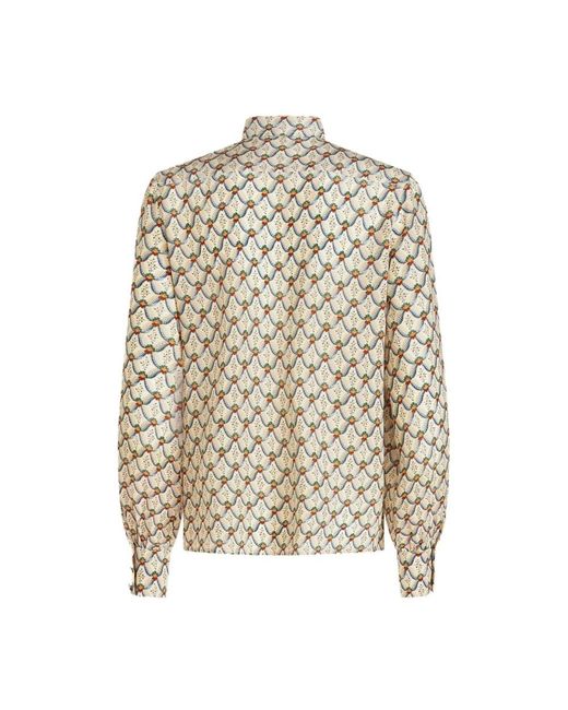 Etro Overhemden ,Veelkleurig ,Zijden Shirt Met Lange Mouwen in het Natural