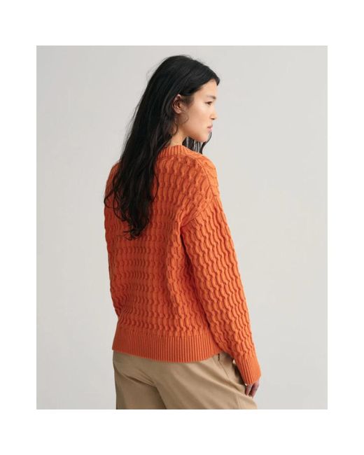 Knitwear > v-neck knitwear Gant en coloris Orange