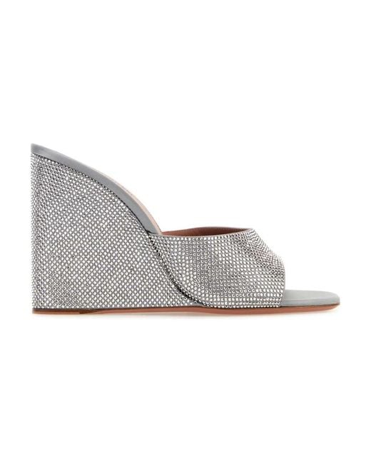 AMINA MUADDI Gray Heeled Mules