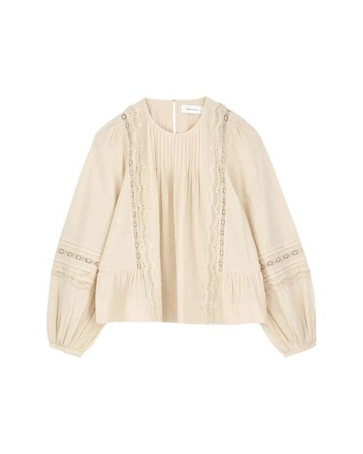 Skall Studio Overhemden ,Katoen Leaf Blouse in het Natural