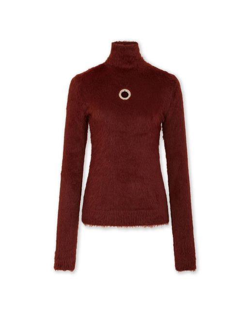 Rabanne Truien & Vesten ,Bruin ,Turtleneck Top Met Lange Mouwen in het Red