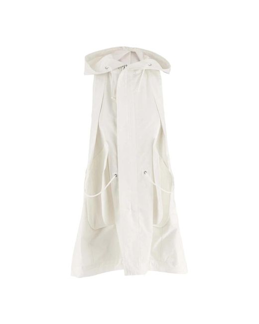 Chaleco de algodón con capucha y cordón Sacai de color White