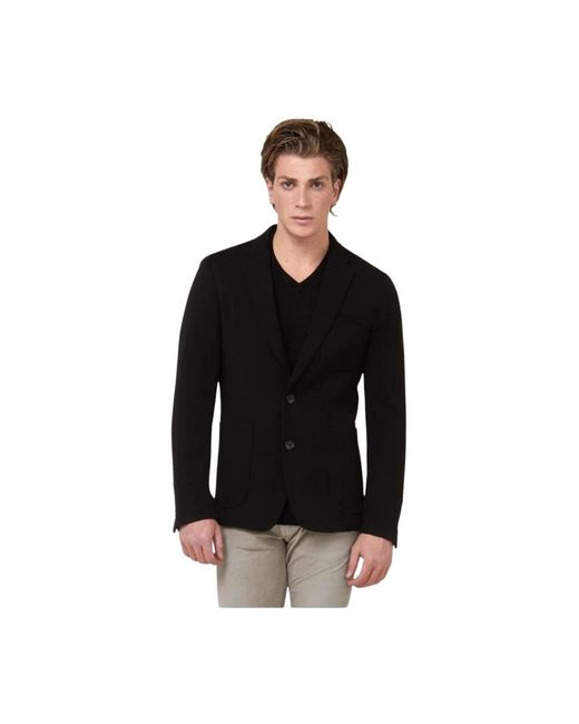 Gas Getailleerde Single-Breasted Polyester Blazer in het Black voor heren