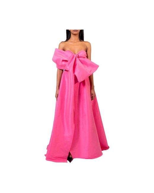 Doris S Kleedjes ,Roze ,Fuchsia Lange Jurk Met Zijsplit in het Pink
