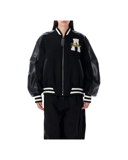 The Attico Zwarte Wollen Blend Bomberjack Aw25 in het Black