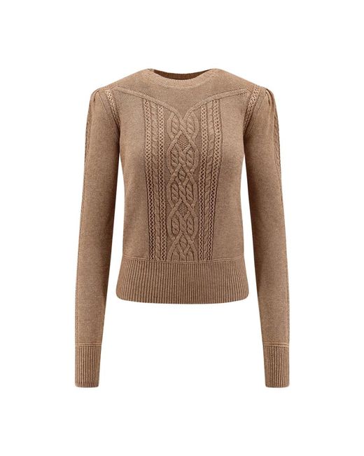 Isabel Marant Brown Brauner Zopfmuster Pullover Mit Polsterung