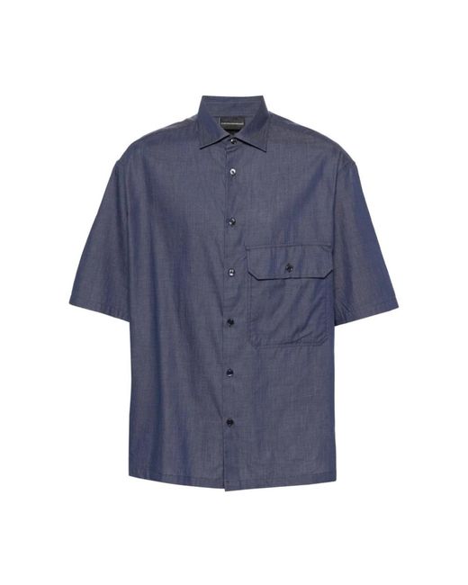 Emporio Armani Blue Short Sleeve Shirts for men