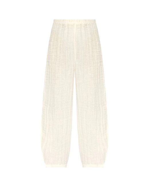Pantaloni in lino bianco crema con gamba affusolata di By Malene Birger in Natural