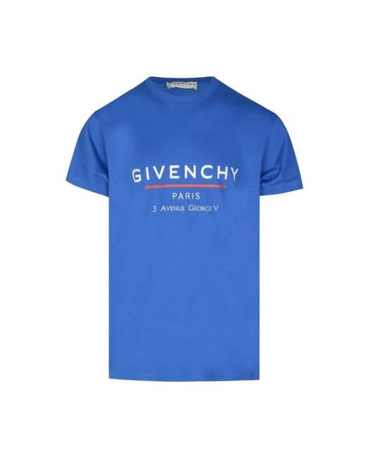 Givenchy Tops ,Blauw ,Katoen Logo Print Oversize T-Shirt in het Blue voor heren