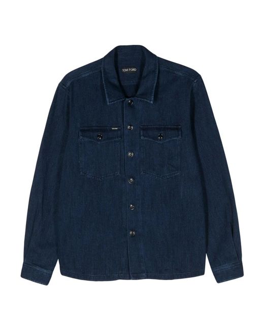 Tom Ford Denim hemd, gewaschene baumwolle, stilvolles design in Blue für Herren