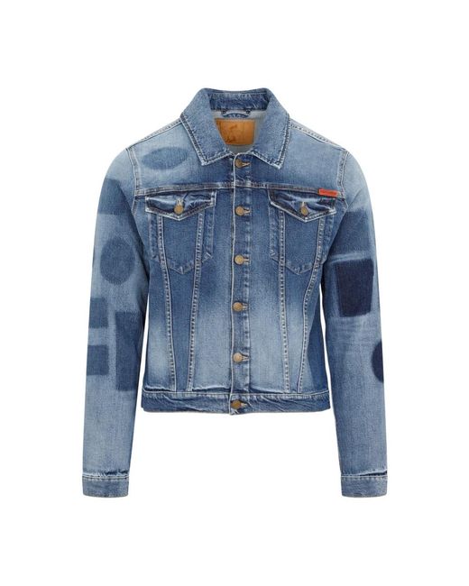 Martine Rose Logo-patch denim jacket badges wash in Blue für Herren