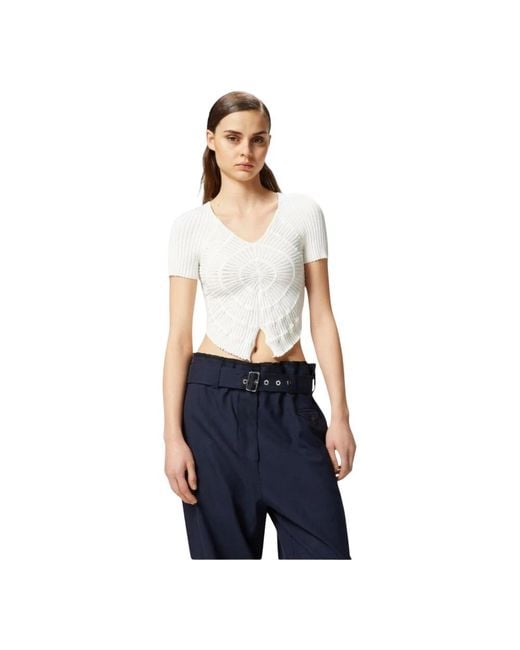 Pinko Blue V-Neck Knitwear