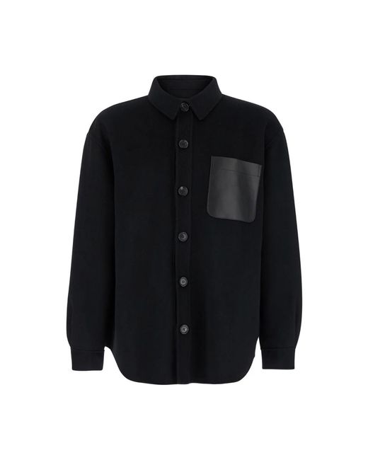 Arma Schwarzes wollhemd leder tasche in Black für Herren