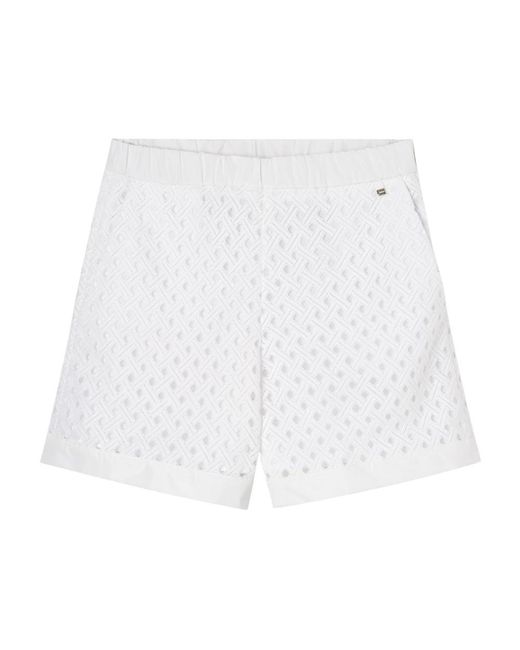 Herno Korte Broeken ,Wit ,Bermuda Shorts Met Getextureerde Stof in het White