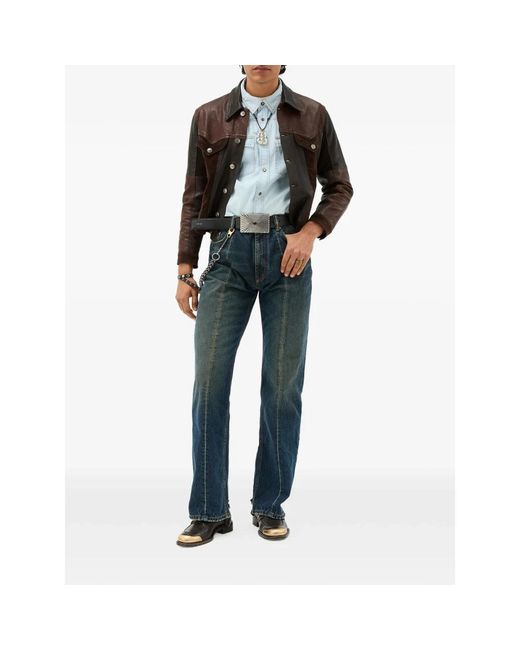 Versace Blue Straight Jeans for men