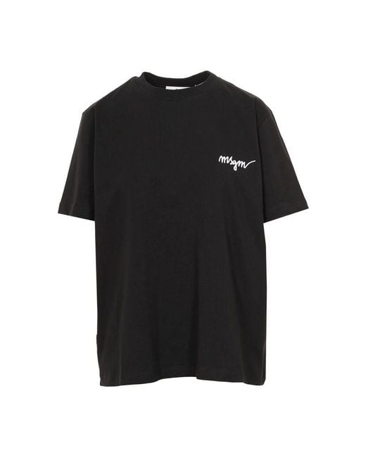 MSGM Black Schwarze Logo-Bestickte T-Shirts Und Polos
