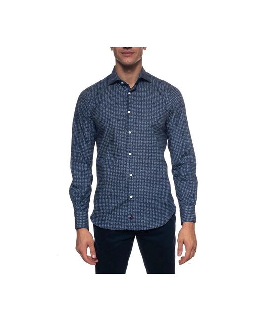 Carrel Blumiges freizeithemd mit französischem kragen in Blue für Herren
