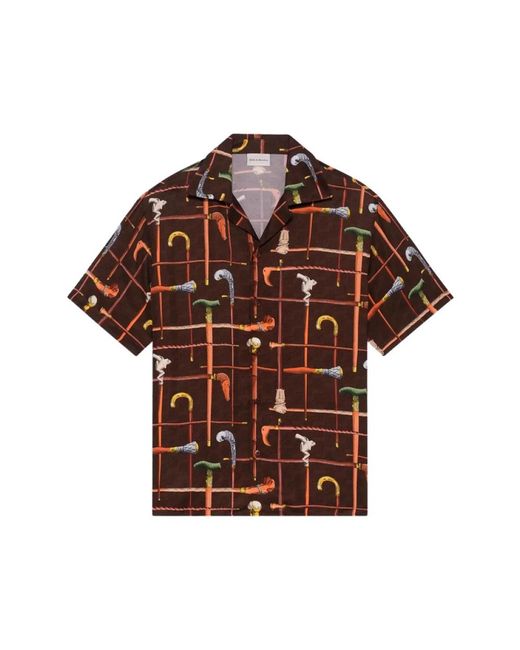 Drole de Monsieur Brown Short Sleeve Shirts for men
