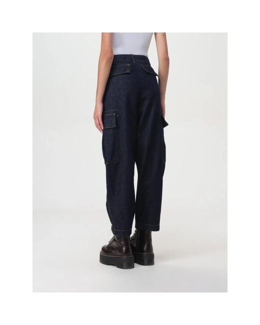 Pinko Blue Funktionale Cargo-Hose Mit Reißverschlüssen An Den Knöcheln