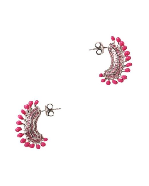 Bottega Veneta Pink Fuchsia Halfmoon Statement Ohrringe