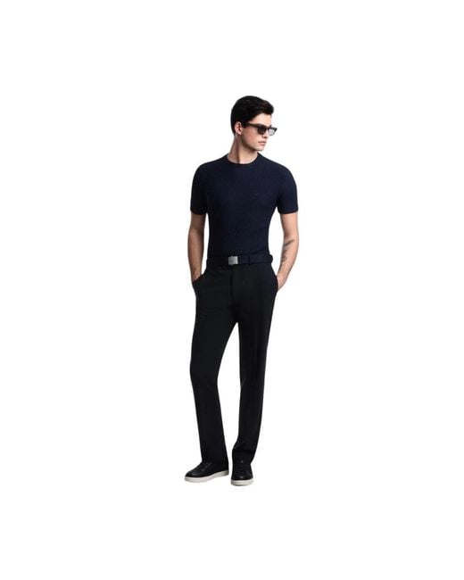 Emporio Armani Blue Round-Neck Knitwear for men