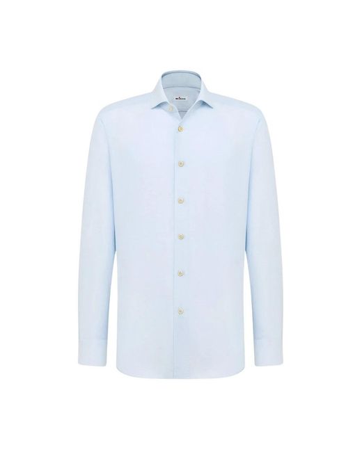 Kiton Overhemden ,Blauw ,Katoen Cotton-Hemp Blend Formeel Overhemd in het Blue voor heren