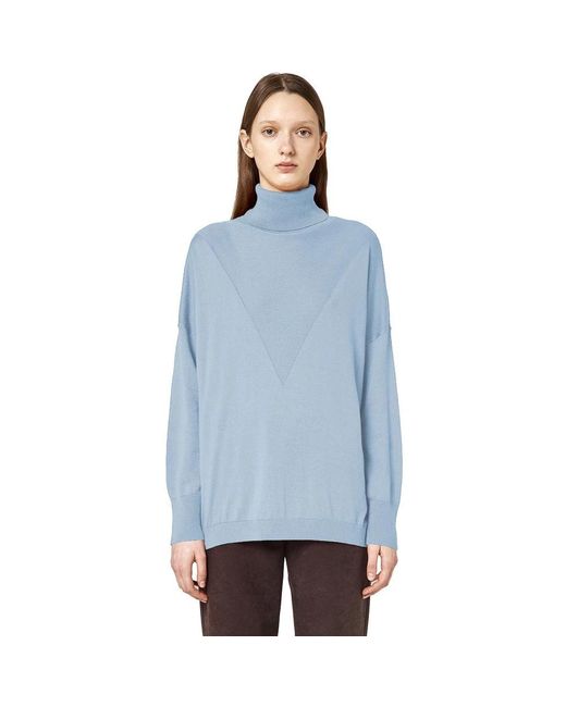 Maglione in seta e cashmere intarsiato di Alpha Studio in Blue