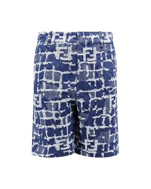 Fendi Blue Denim Shorts for men