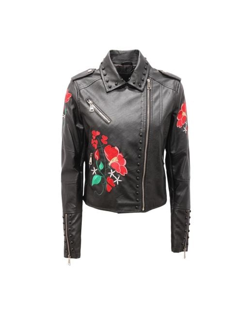 Mangano Jassen ,Zwart ,Giubbino Eco Pelle Wo Jacket in het Black