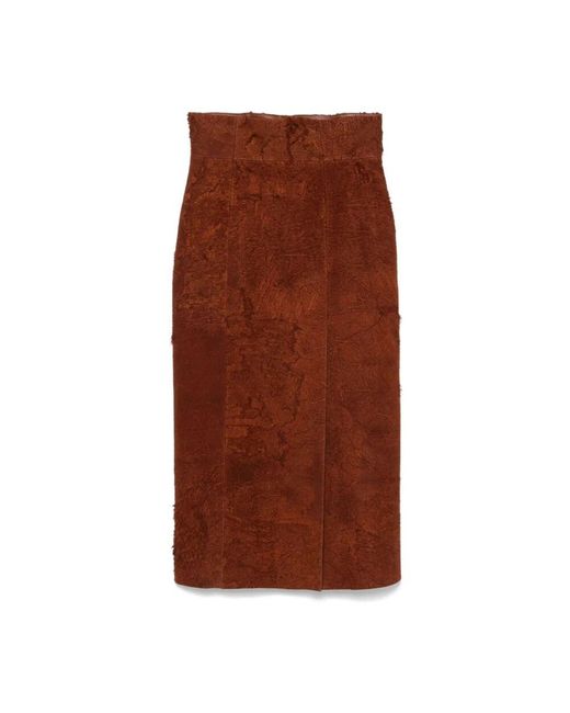 Alexander McQueen Brown Brauner rock mit frontschlitz