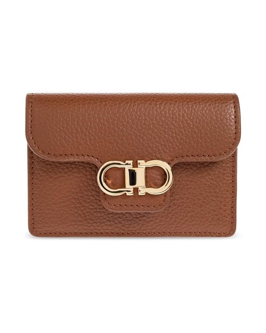 Ferragamo Brown Gancini Kartenetui