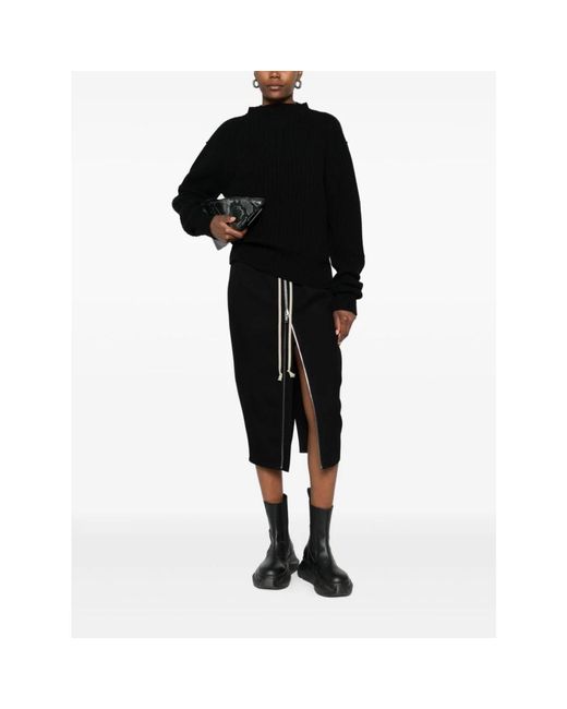 Rick Owens Zwarte Wol Pillar Rok Italië in het Black
