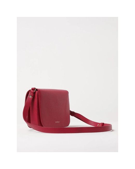 Coccinelle Red Schwarze Leder Umhängetasche