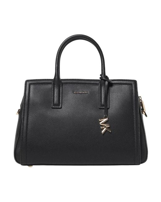 Michael Kors Black Strukturierte Ledertasche Mit Abnehmbarem Anhänger