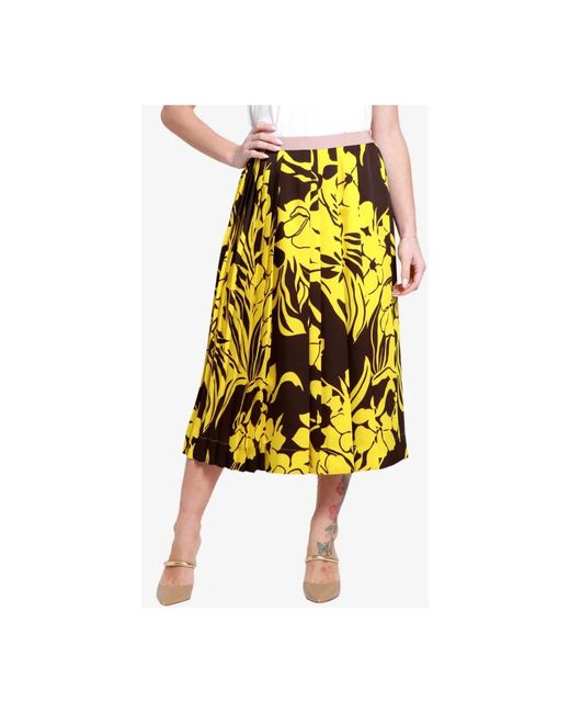 N°21 Rokken ,Geel ,Gele Bloemen Midi Rok in het Yellow