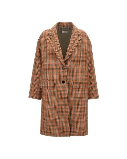 Alberto Biani Enkelrijige Jas in het Brown