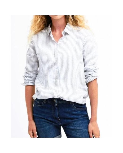 Barbour Overhemden ,Wit ,Linnen Wit/Blauw Linnen Shirt Ss 24 in het White
