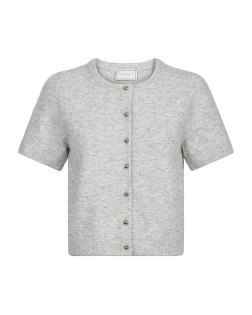 Neo Noir Gray Kurzarm grau melange strickjacke