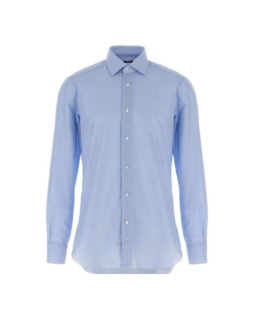 Barba Napoli Blue Formal Shirts for men