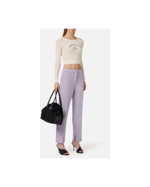 Elisabetta Franchi White Round-Neck Knitwear