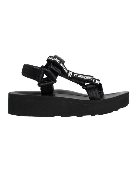 Love Moschino Black Flat Sandals