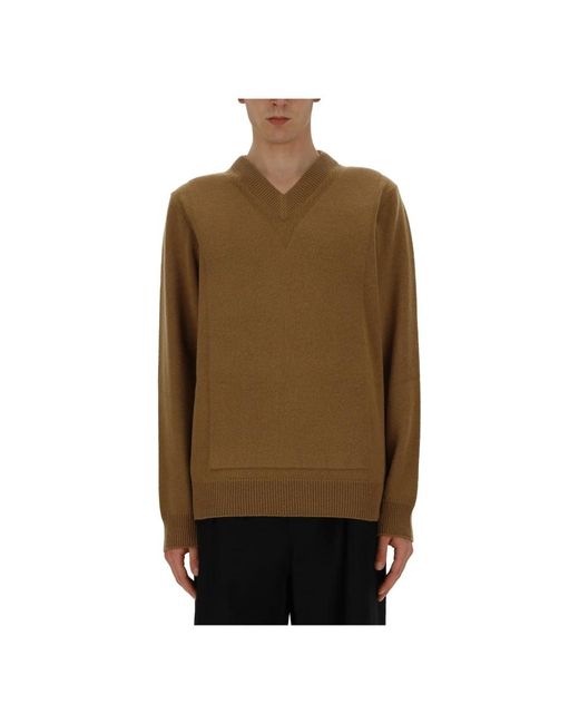 Jil Sander Green V-Neck Knitwear for men