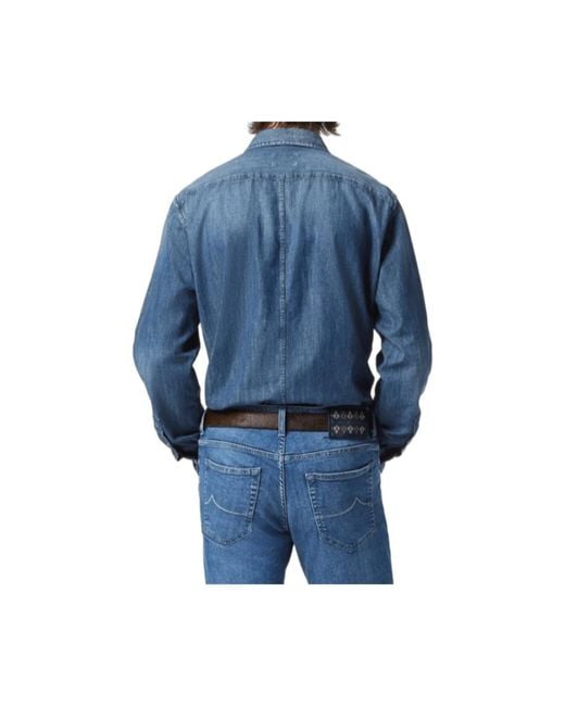 Jacob Cohen Blue Denim Shirts for men
