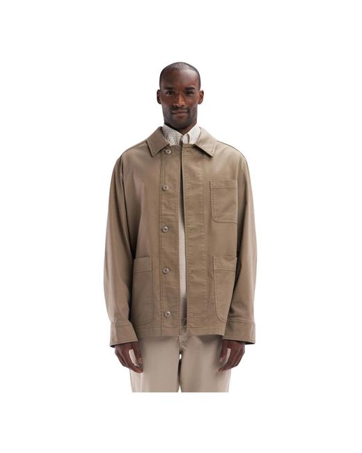 Eden Park Jassen ,Bruin ,Katoen Katoenen Stretch Zand Overshirt Met Opgestikte Zakken in het Brown voor heren