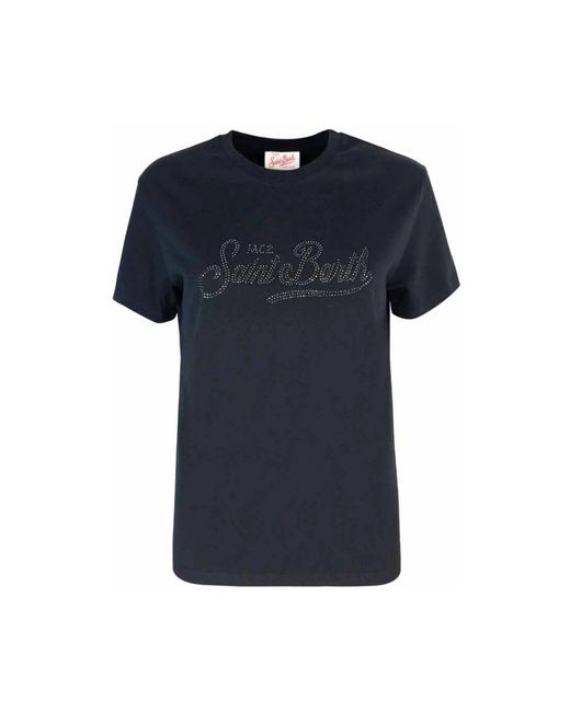 T-shirt in jersey di cotone con maniche corte di Mc2 Saint Barth in Blue