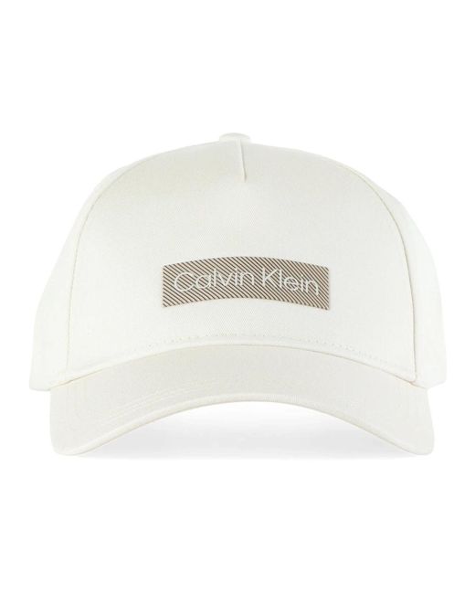 Calvin Klein Baumwoll logo print cap in White für Herren